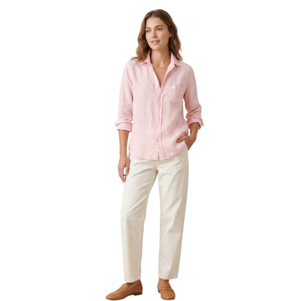 Frank & Eileen 100% Linen "Eileen" Shirt Light Pink EUC Minimalist Preppy XS